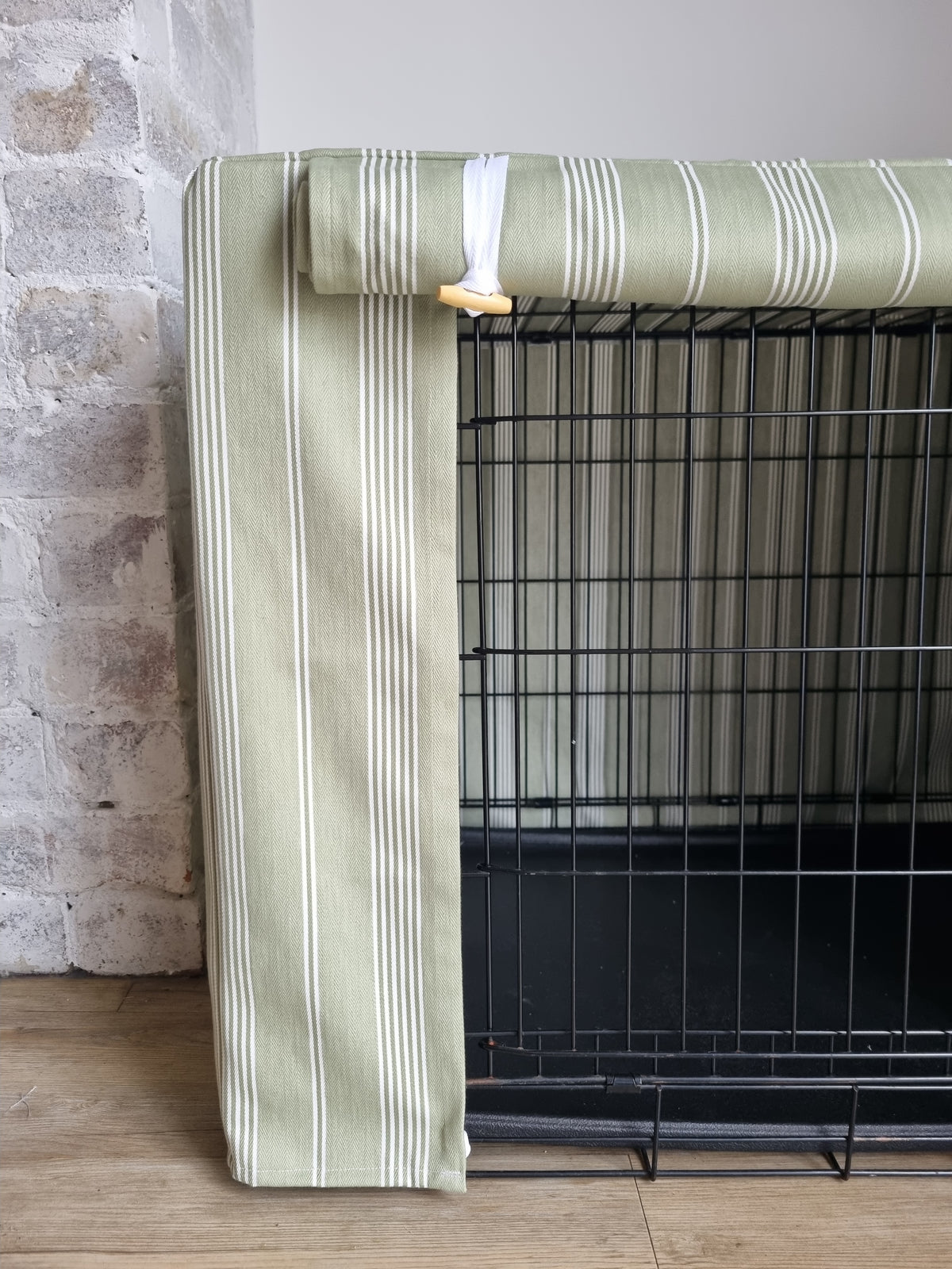 36" Sage Stripe Crate Cover