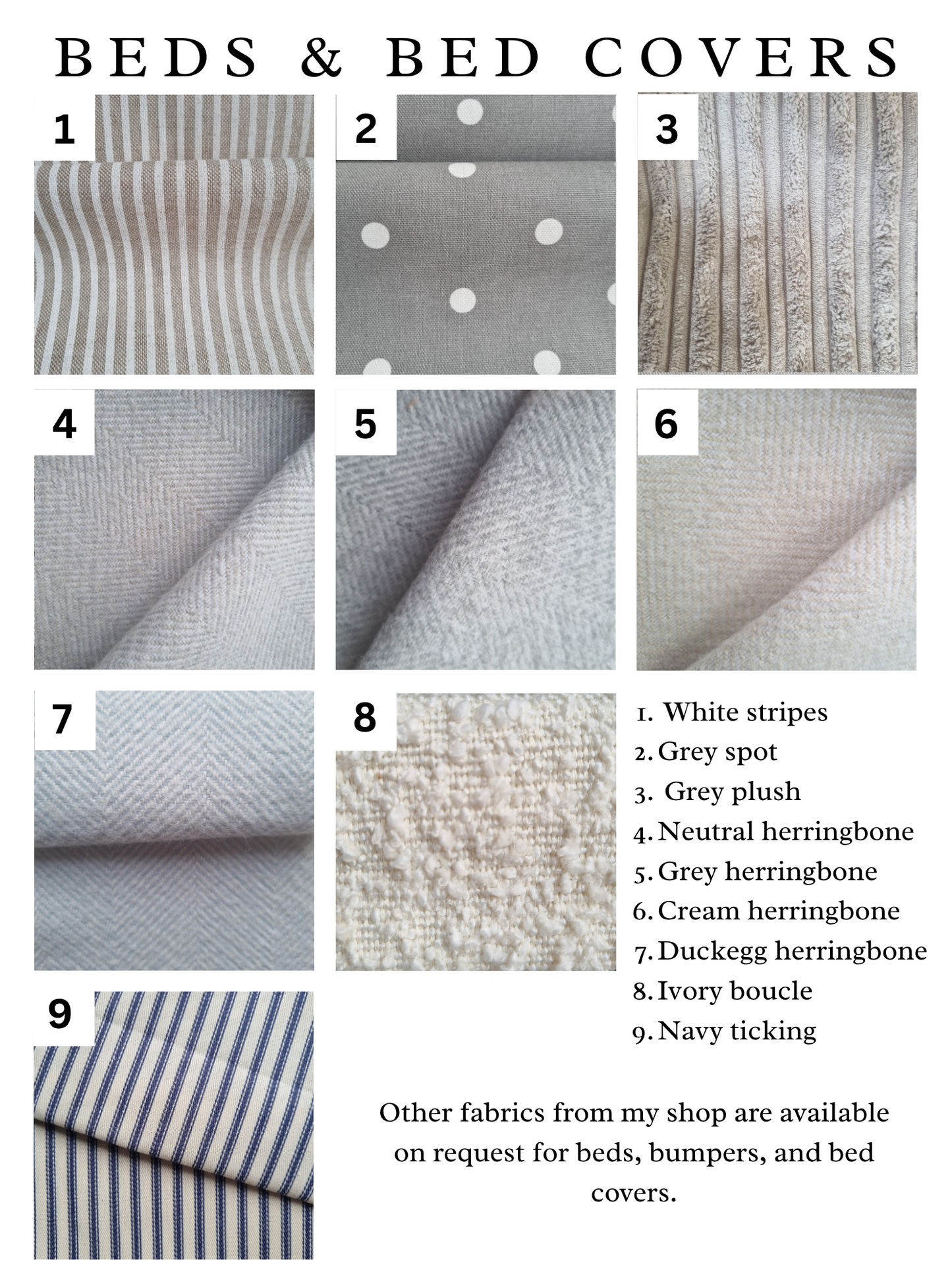 Spare bed cover made-to-measure - 9 fabrics available
