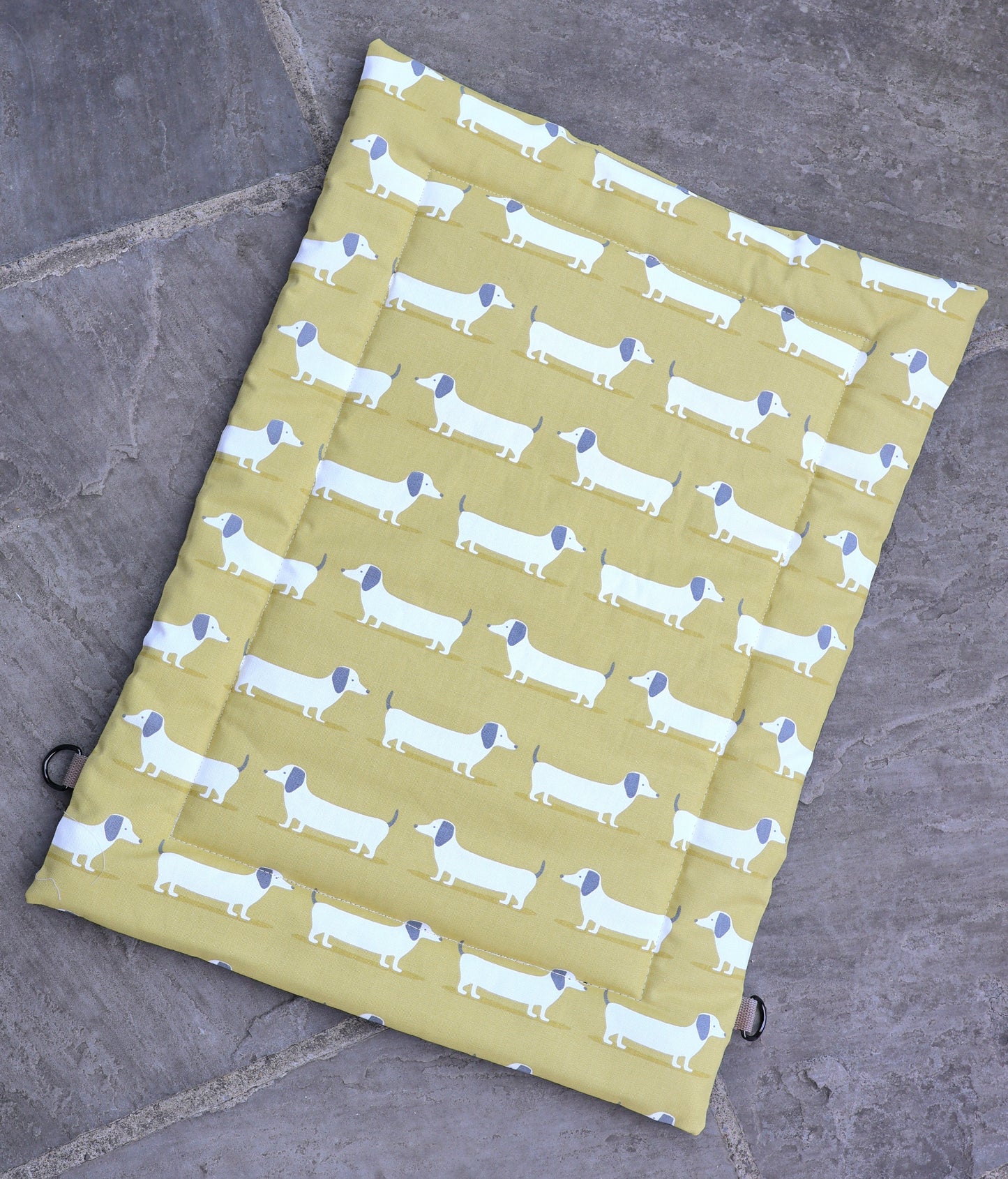 Dog settle mat/Travel mat - Ocre dachshund design