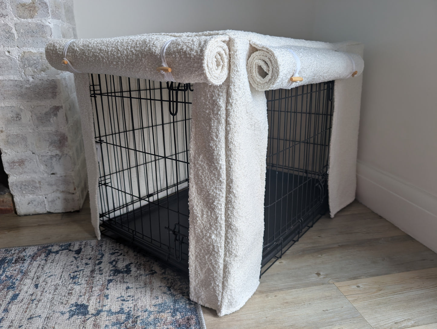 Dog crate cover - ivory/off white bouclé