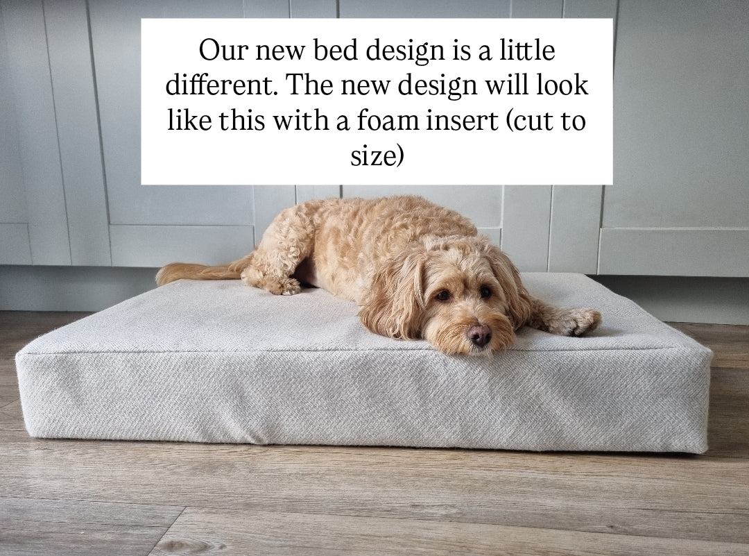 Dog crate set - Off-white bouclé - crate cover, bumper and bed