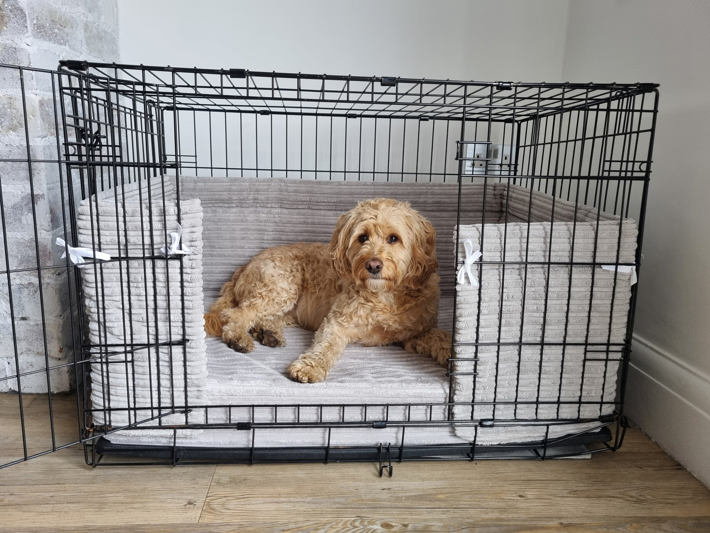 Dog crate bed and bumper sets - Super soft grey plush fabric