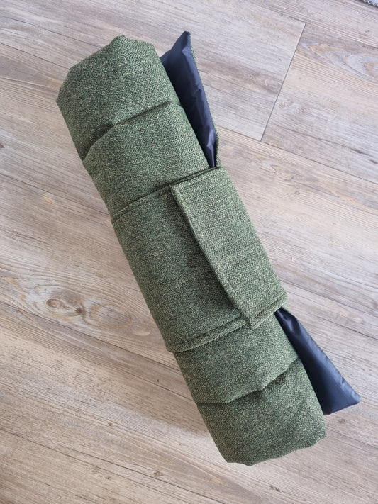 Dog settle mat/Travel mat - Forest green tweed