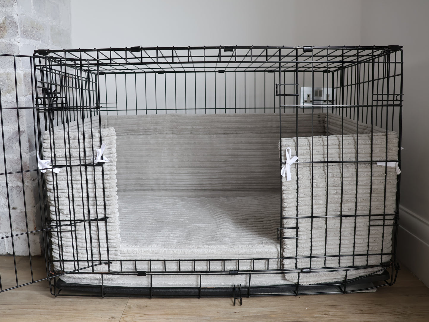 Dog crate bed and bumper sets - Super soft grey plush fabric