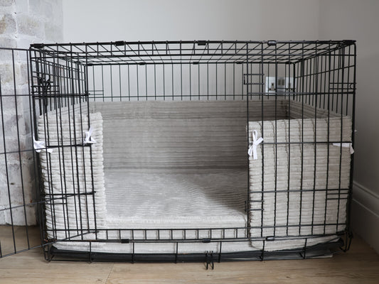 Dog crate bed and bumper sets - Super soft grey plush fabric