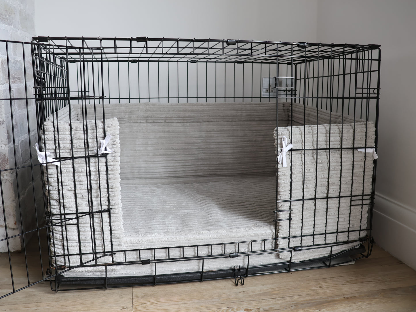 Dog crate bed and bumper sets - Super soft grey plush fabric