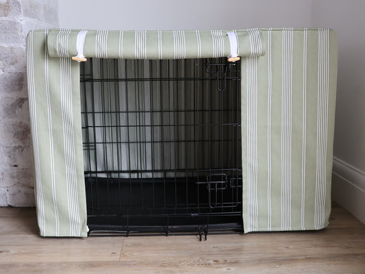 Dog crate cover - Sage stripe