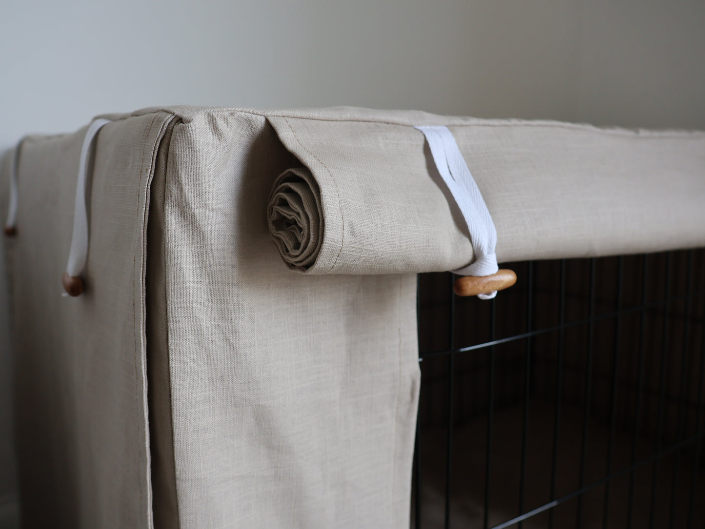 Dog crate cover - 100% beige linen