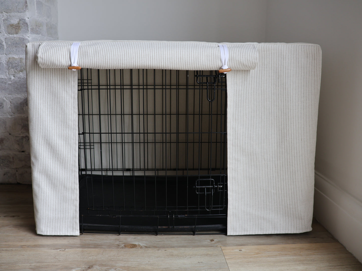 Dog crate cover - Natural pinstripe