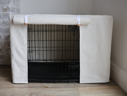 Dog crate cover - Natural pinstripe