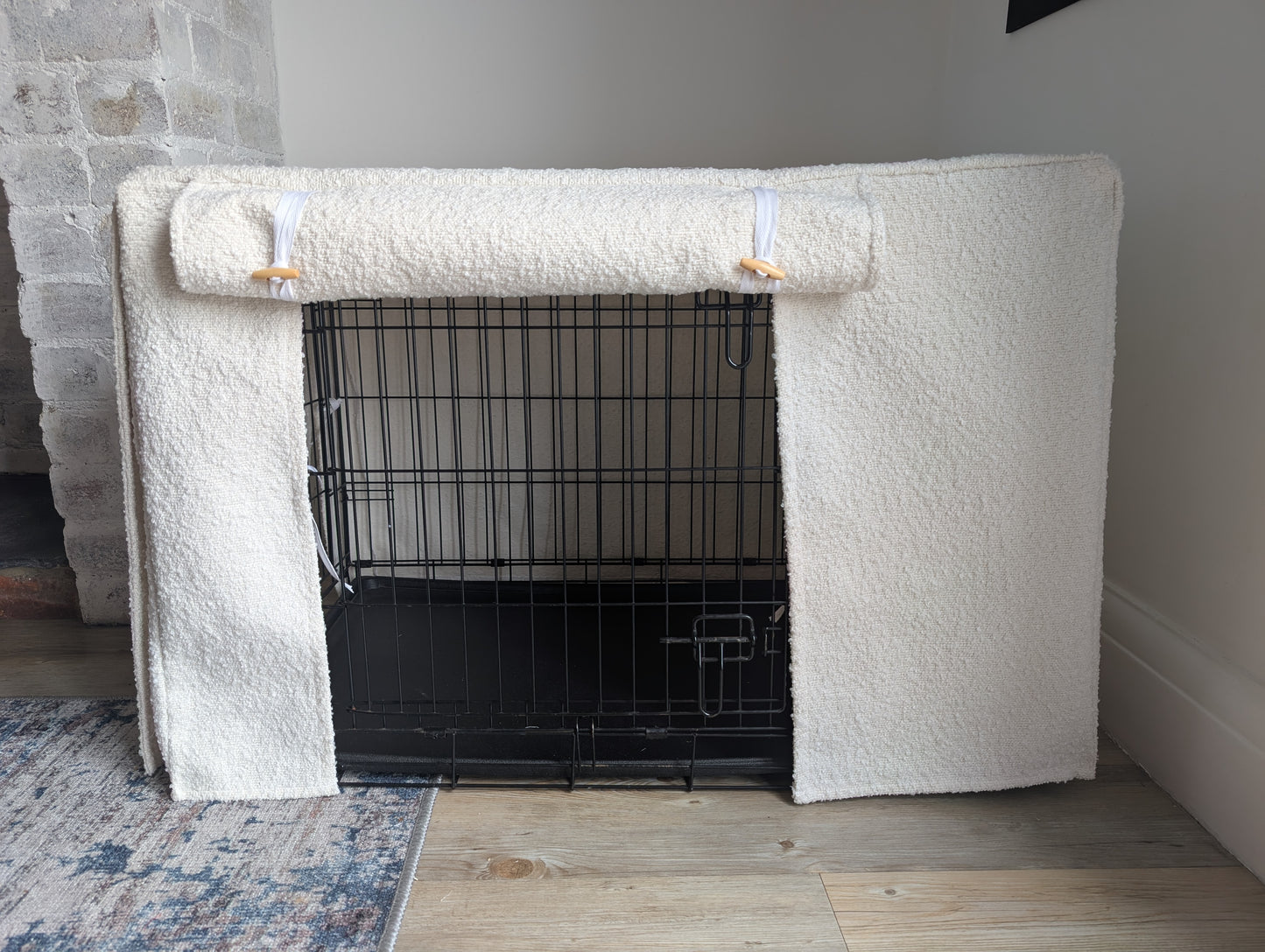 Dog crate cover - ivory/off white bouclé