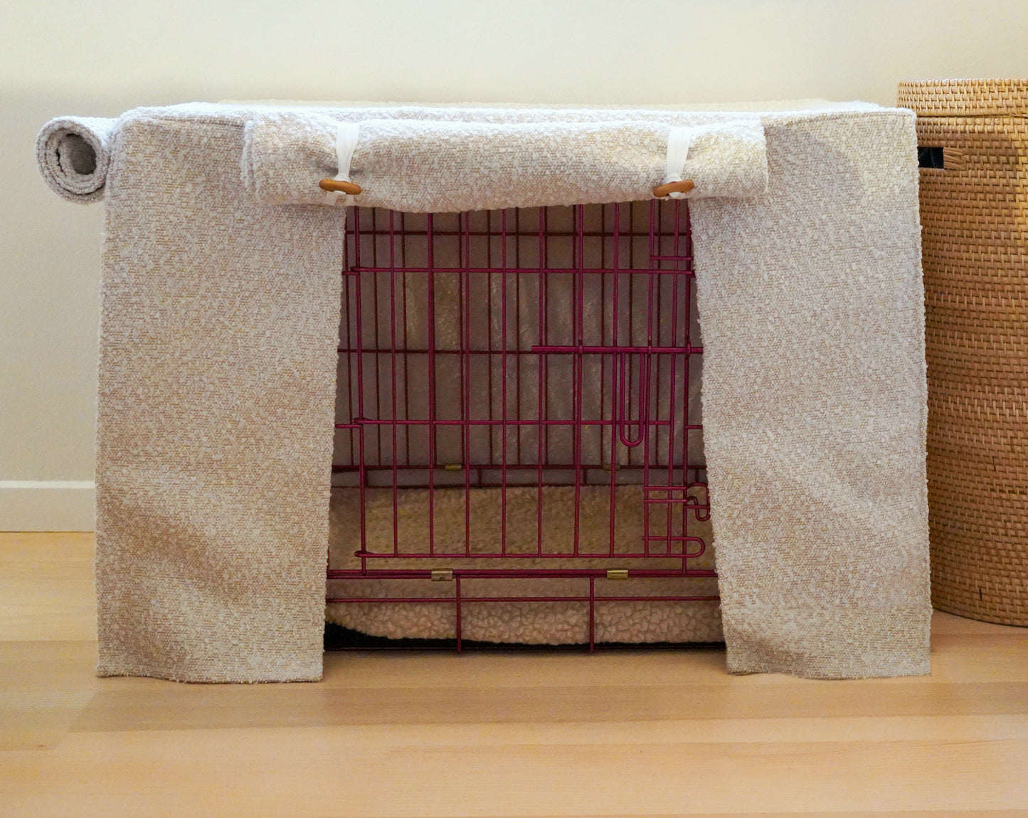 Dog crate cover - ivory/beige bouclé