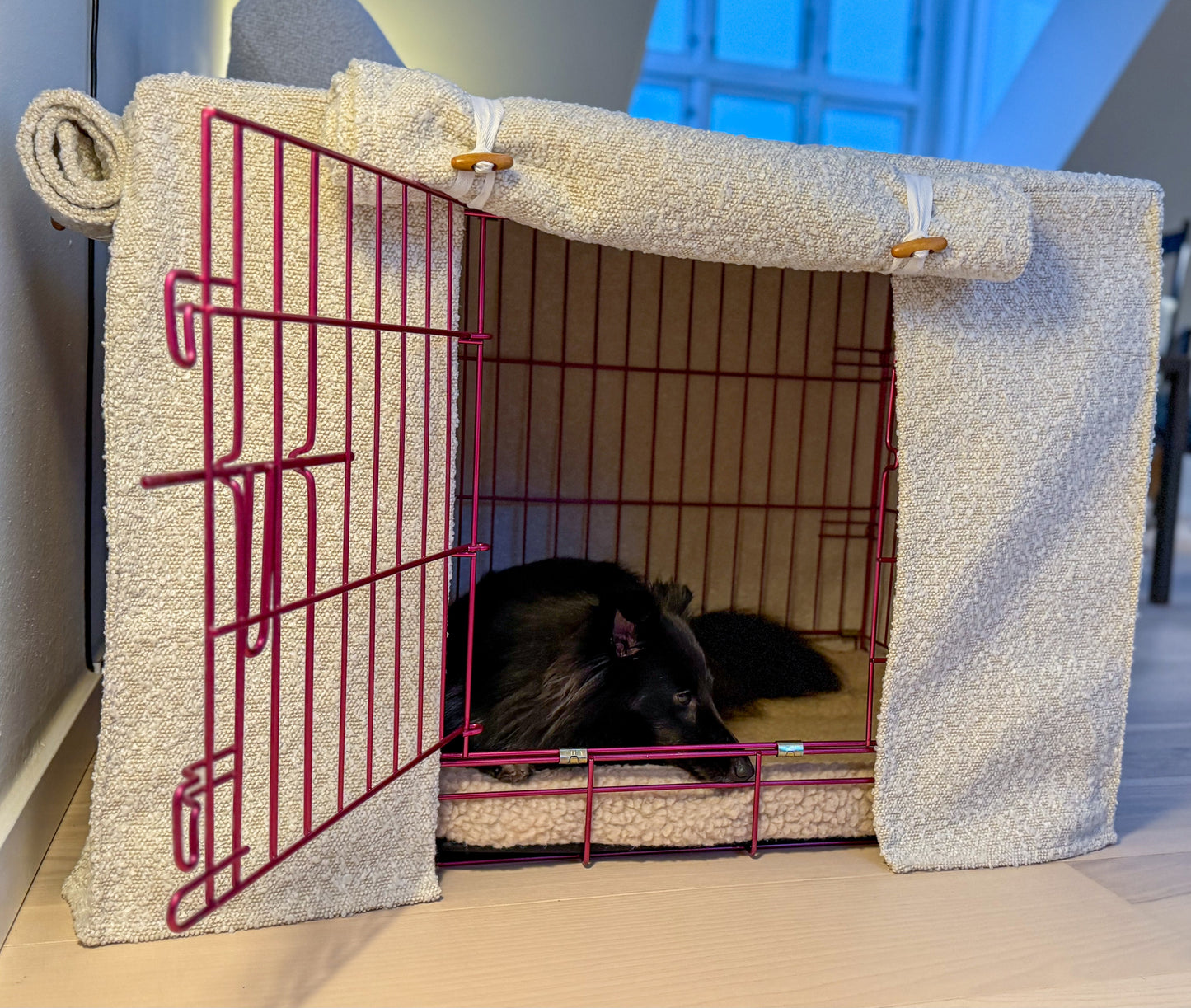 Dog crate cover - ivory/beige bouclé